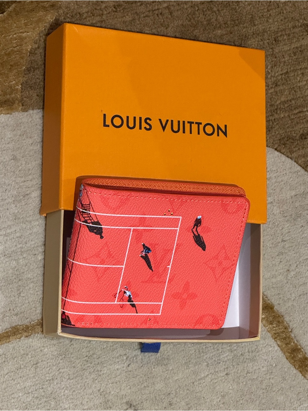 Louis Vuitton Coral Zip-Around Tennis Court Compact Wallet